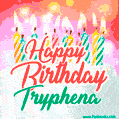 Happy Birthday GIF for Tryphena with Birthday Cake and Lit Candles