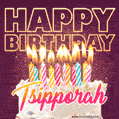 Tsipporah - Animated Happy Birthday Cake GIF Image for WhatsApp