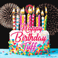Amazing Animated GIF Image for Tuff with Birthday Cake and Fireworks