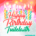 Happy Birthday GIF for Tuilelaith with Birthday Cake and Lit Candles