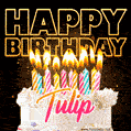 Tulip - Animated Happy Birthday Cake GIF Image for WhatsApp