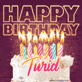 Turid - Animated Happy Birthday Cake GIF Image for WhatsApp