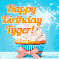 Happy Birthday, Tyger! Elegant cupcake with a sparkler.