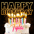 Tyla - Animated Happy Birthday Cake GIF Image for WhatsApp