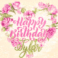 Pink rose heart shaped bouquet - Happy Birthday Card for Tylar