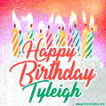 Happy Birthday GIF for Tyleigh with Birthday Cake and Lit Candles