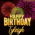Wishing You A Happy Birthday, Tyleigh! Best fireworks GIF animated greeting card.