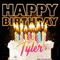 Tyler - Animated Happy Birthday Cake GIF for WhatsApp