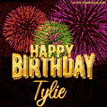 Wishing You A Happy Birthday, Tylie! Best fireworks GIF animated greeting card.