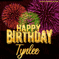 Wishing You A Happy Birthday, Tynlee! Best fireworks GIF animated greeting card.