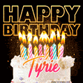 Tyrie - Animated Happy Birthday Cake GIF for WhatsApp