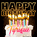 Tyrique - Animated Happy Birthday Cake GIF for WhatsApp