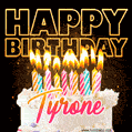 Tyrone - Animated Happy Birthday Cake GIF for WhatsApp