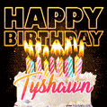 Tyshawn - Animated Happy Birthday Cake GIF for WhatsApp