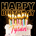 Tyson - Animated Happy Birthday Cake GIF for WhatsApp