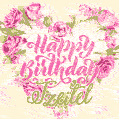 Pink rose heart shaped bouquet - Happy Birthday Card for Tzeitel
