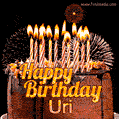 Chocolate Happy Birthday Cake for Uri (GIF)
