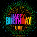 New Bursting with Colors Happy Birthday Uri GIF and Video with Music