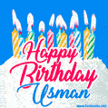 Happy Birthday GIF for Usman with Birthday Cake and Lit Candles