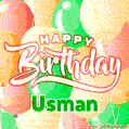Happy Birthday Image for Usman. Colorful Birthday Balloons GIF Animation.