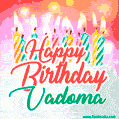 Happy Birthday GIF for Vadoma with Birthday Cake and Lit Candles