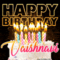 Vaishnavi - Animated Happy Birthday Cake GIF Image for WhatsApp