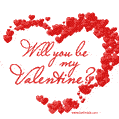 Will you be my Valentine? Animated red hearts seamless loop GIF.