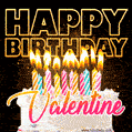Valentine - Animated Happy Birthday Cake GIF Image for WhatsApp