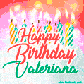 Happy Birthday GIF for Valeriana with Birthday Cake and Lit Candles