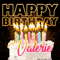 Valerie - Animated Happy Birthday Cake GIF Image for WhatsApp