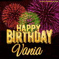 Wishing You A Happy Birthday, Vania! Best fireworks GIF animated greeting card.