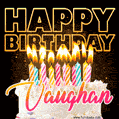 Vaughan - Animated Happy Birthday Cake GIF for WhatsApp