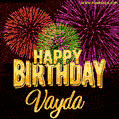 Wishing You A Happy Birthday, Vayda! Best fireworks GIF animated greeting card.