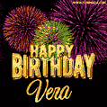 Wishing You A Happy Birthday, Vera! Best fireworks GIF animated greeting card.