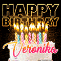 Veronika - Animated Happy Birthday Cake GIF Image for WhatsApp