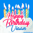 Happy Birthday GIF for Viaan with Birthday Cake and Lit Candles