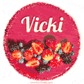 Happy Birthday Cake with Name Vicki - Free Download