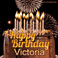 Chocolate Happy Birthday Cake for Victoria (GIF)