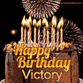 Chocolate Happy Birthday Cake for Victory (GIF)