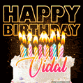Vidal - Animated Happy Birthday Cake GIF for WhatsApp