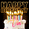 Vin - Animated Happy Birthday Cake GIF for WhatsApp