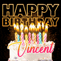 Vincent - Animated Happy Birthday Cake GIF for WhatsApp