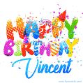 Happy Birthday Vincent - Creative Personalized GIF With Name