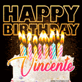Vincente - Animated Happy Birthday Cake GIF for WhatsApp