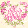Pink rose heart shaped bouquet - Happy Birthday Card for Vincentia