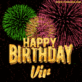 Wishing You A Happy Birthday, Vir! Best fireworks GIF animated greeting card.