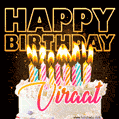 Viraat - Animated Happy Birthday Cake GIF for WhatsApp