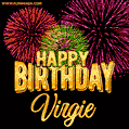 Wishing You A Happy Birthday, Virgie! Best fireworks GIF animated greeting card.