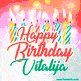 Happy Birthday GIF for Vitalija with Birthday Cake and Lit Candles