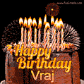 Chocolate Happy Birthday Cake for Vraj (GIF)